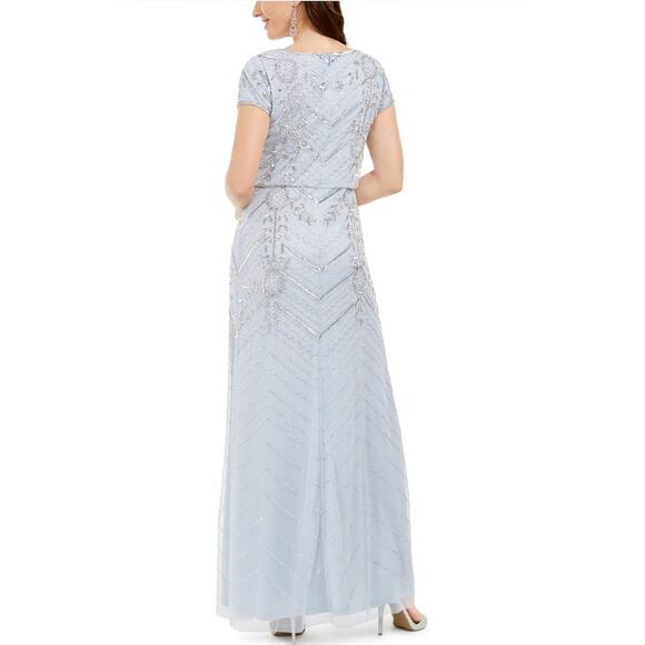 Adrianna Papell Light Blue Beaded Maxi Dress - Picture 8 of 16